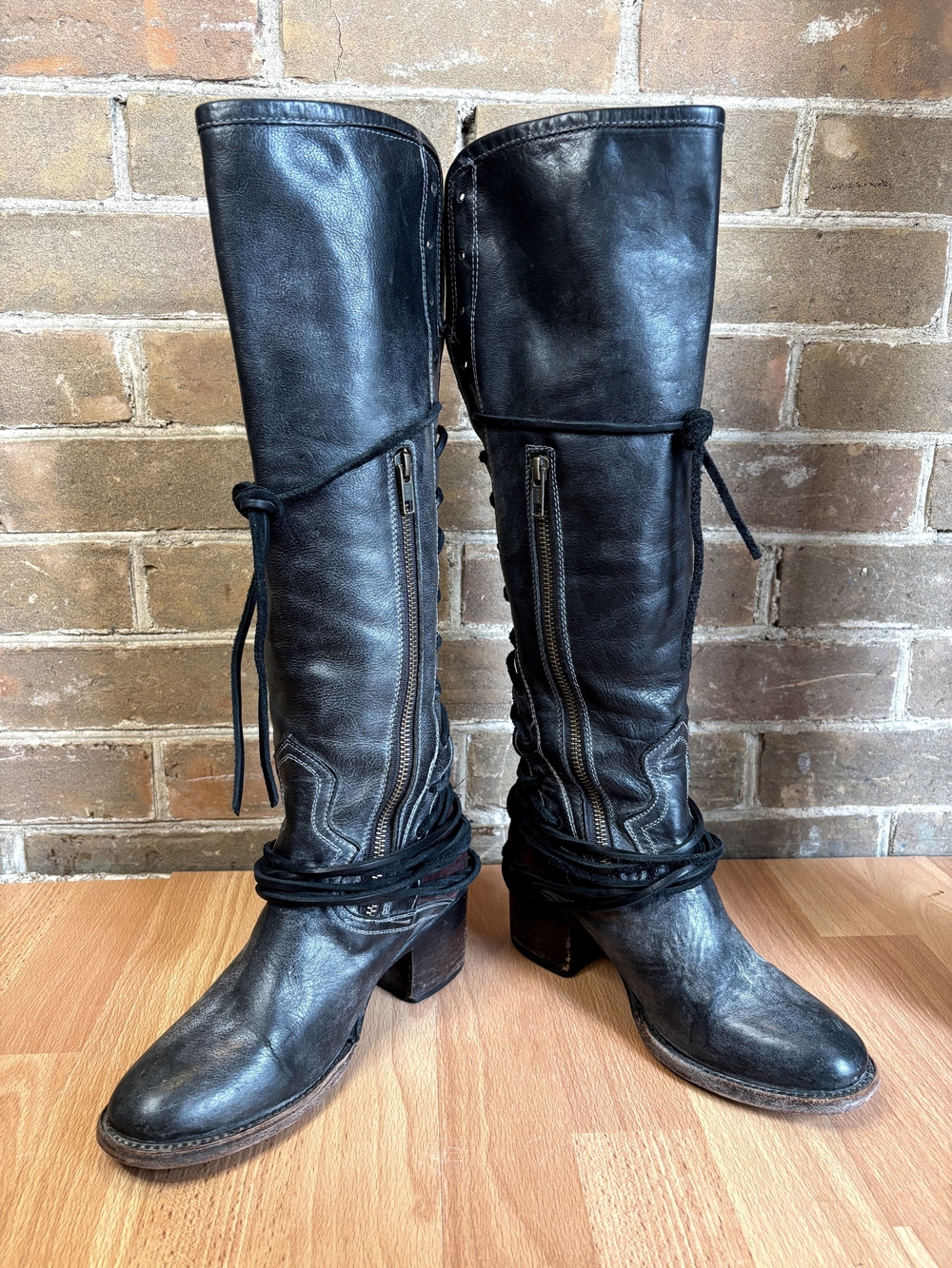 Freebird By Steven COAL Leather Boots Size 7